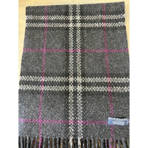 Burberry London 100% Cashmere Check Plaid Dark Charcoal Gray - Picture 5 of 9